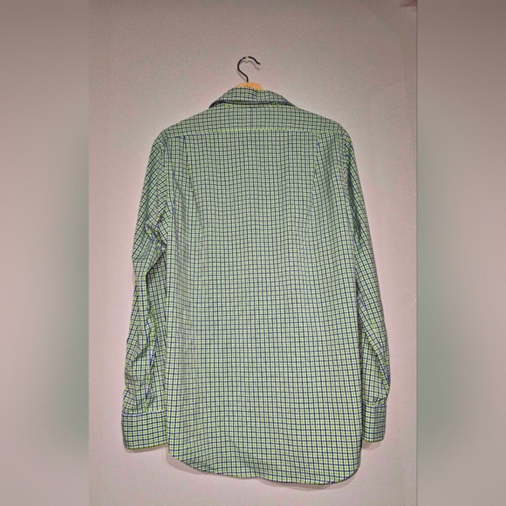 Polo Ralph Lauren Green Blue Check Mens Classic Fit Button Down Shirt Sz Medium - Picture 7 of 7